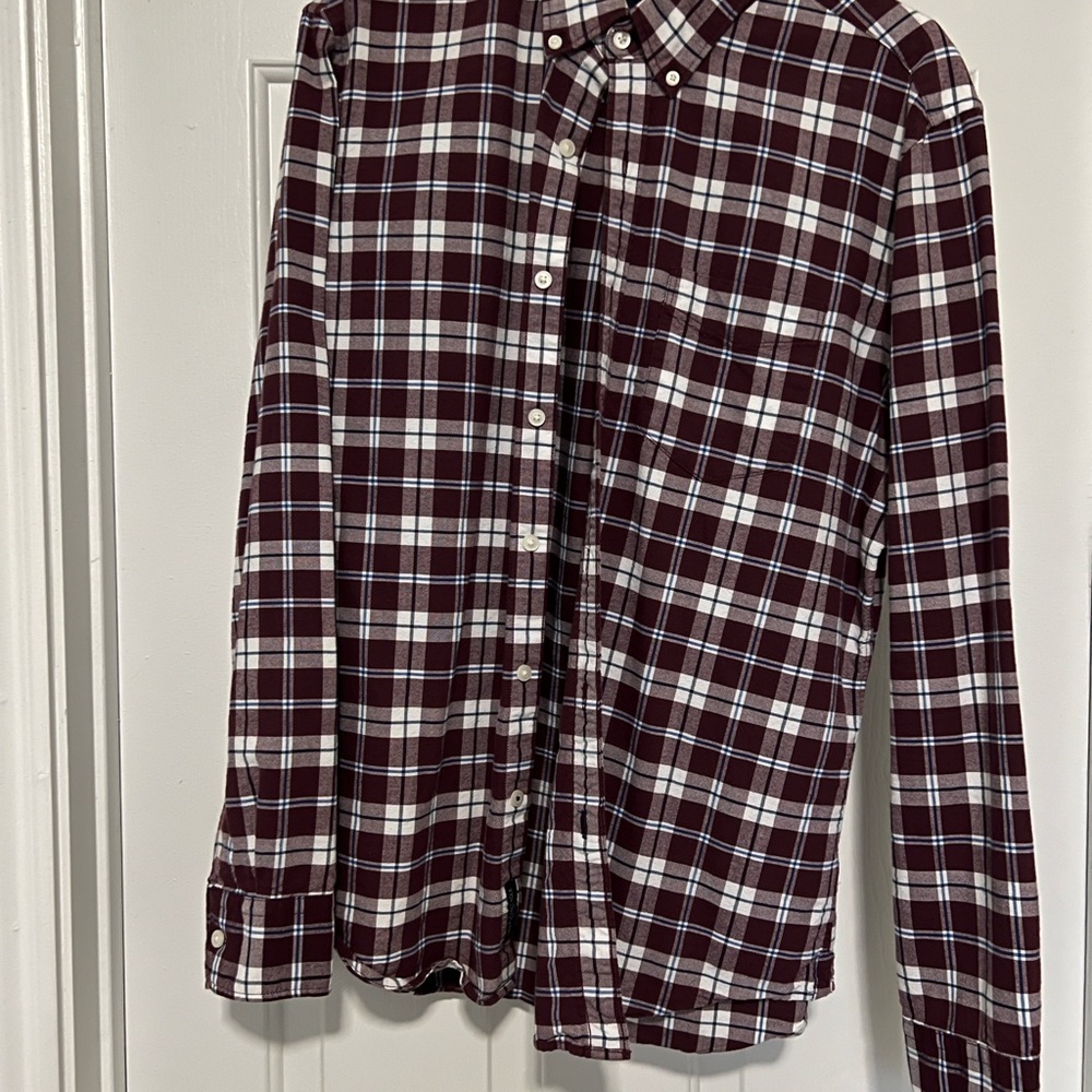 Men's Burgundy Plaid Shirt